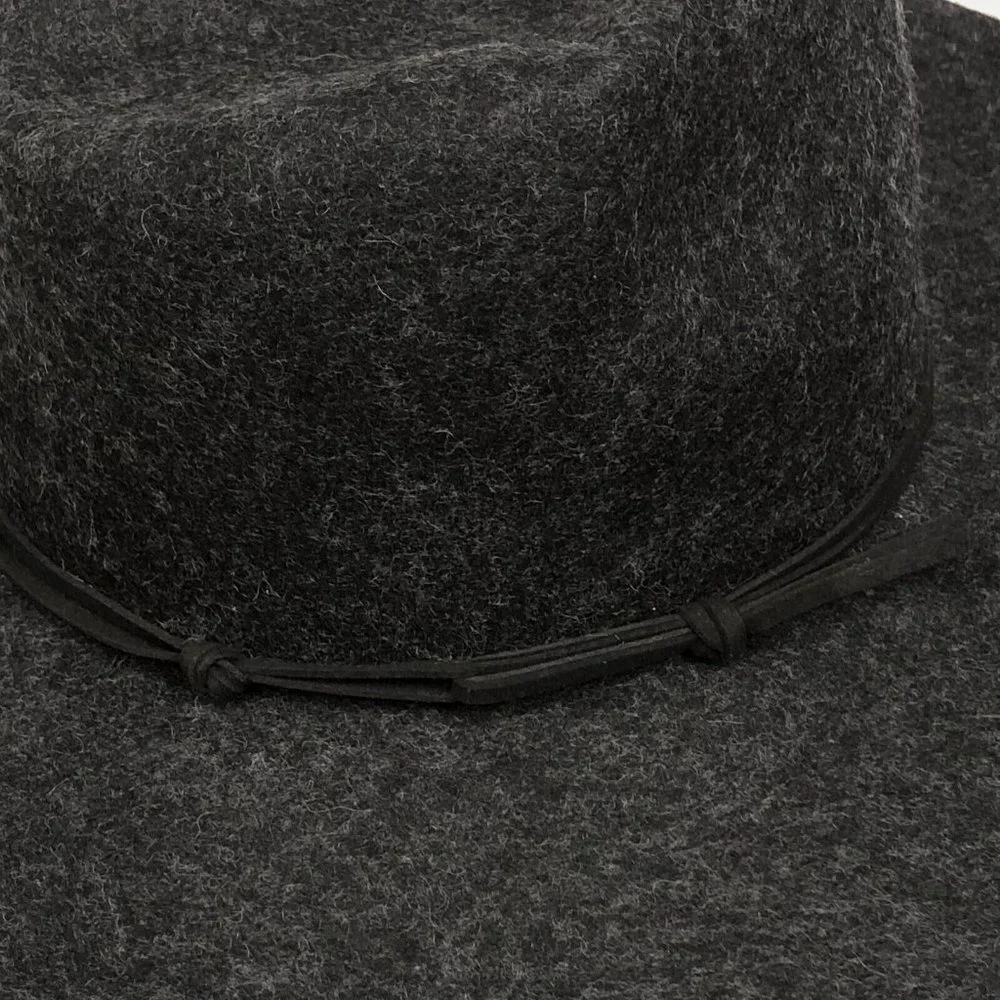 NEW Universal Thread Womens Wide Brim Wool Felt Fedora Hat Charcoal Gray Western - Picture 5 of 6